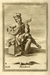 Pandura strumento a corde di origine bizantina, antenato del mandolino. In 