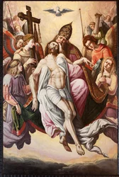 Chiesa parrocchiale (Parochiale kerk Sint-Dionysius van Lede). Interno. Il coro. Un dipinto. Assunzione.