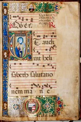 Biblioteca Piccolomini: libro corale, cod. 14.P., ff. 46r con Maria e Sant