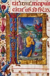 Biblioteca Piccolomini: libro corale, cod. 7.G, ff. 40v con “Visione di Geremia”, di Guidoccio Cozzarelli. (dettaglio)