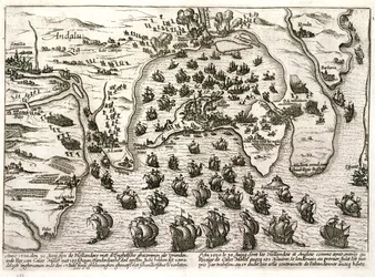 Piano del porto di Cadice nel 1596 al momento dell