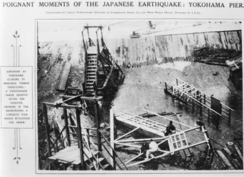 Momenti toccanti del terremoto giapponese, molo di Yokohama