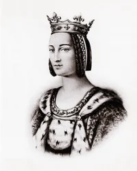 Ritratto di Charlotte de Savoie (1445-1483) Regina di Francia, incisione, sd