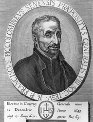 Ritratto di Francesco Piccolomini (1582-1651), gesuita italiano, Superiore Generale della Compagnia di Gesù dal 1649 al 1651, incisione