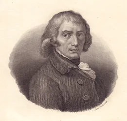 Ritratto del poeta italiano Giuseppe Parini (1729-1799), incisione su rame di Piotti da disegno di Andrea Appiani