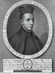 Ritratto di Lorenzo Ricci, gesuita italiano e 18º Superiore Generale della Compagnia di Gesù, incisione
