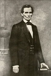 Ritratto del Presidente Abraham Lincoln (1809-1865). Riproduzione di una fotografia di Matthew Brady