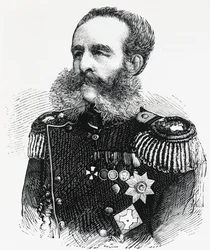 Ritratto del Principe Dmitry Ivanovich Sviatopolk-Mirsky, generale russo, incisione