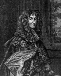 Ritratto del Principe Rupert Wittelsbach del Reno (1619-1682), Duca di Baviera, Duca di Cumberland, Conte di Holderness, generale e ammiraglio tedesco, incisione
