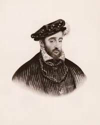 Ritratto del re di Francia Enrico II (1519-1559) Incisione del XIX secolo