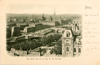 Cartolina/La Senna dalla Torre di Saint Gervais/Parigi/Seine/Île de France/Francia