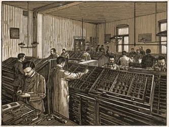 Tipografia a Budapest (incisione, ca. 1910)