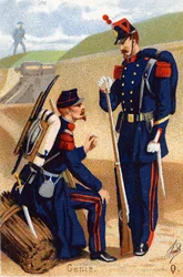 Q: Genio. Incisione in "Alfabeto Militare". Iniziali dell