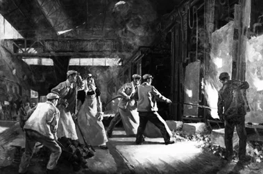 Corsa contro il tempo, un dipinto a olio di Tien Ling