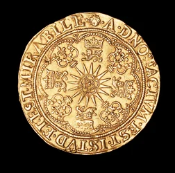 Rara moneta, Inghilterra Oro Spur Ryal, Rosa Tudor su Spur Rowel