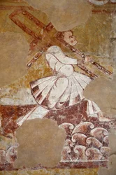 Arte romanica: Simone di Cirene porta la croce di Cristo. (dettaglio)