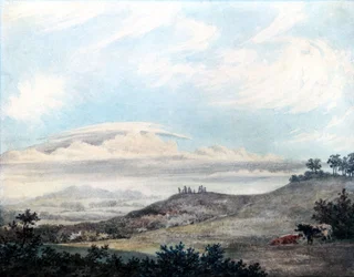 Paesaggio rurale e studio di nuvole di Luke Howard, c 1808-1811