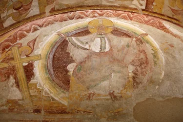 Abbazia di Saint-Savin pittura del portico occidentale: Cristo in gloria, Saint-Savin, Francia