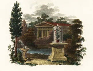 Invenzioni scientifiche di Stephen Hales in un giardino