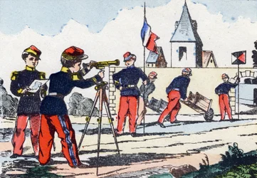 Inseguitori. Incisione in "Alphabet militaire enfantin". Imagerie di Pont-a-Mousson, circa 1890. 20 pagine. Dim: 28,5x21cm