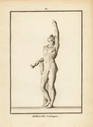 Statua di Apollo Coelispex, nudo, con torcia fiammeggiante