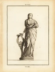 Statua di Clio, musa greca della storia e della lira, con lira