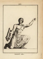 Statua di un soldato romano, Velites con gladio e scudo di legno