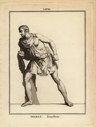 Statua di un soldato romano, fante con fionda