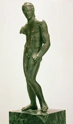 Statuetta di un pugile maschio, greca, c.400-375 a.C.
