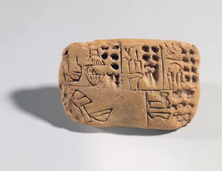 Tavoletta con iscrizione pittografica, periodo protolitterato, c.3300 a.C. (argilla)