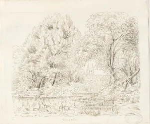 Tamworth - Vista rurale (disegno a inchiostro, XIX secolo)