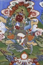Tempio dei Mille Buddha, congregazione Dashang Kagyu Ling. Guardiano del tempio, La Boulaye, Francia