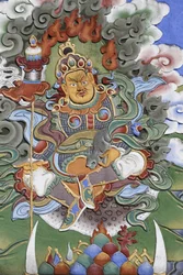 Tempio dei Mille Buddha, congregazione Dashang Kagyu Ling. Guardiano del tempio, La Boulaye, Francia