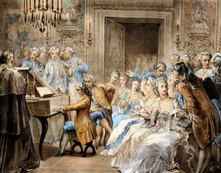 Wolfgang Amadeus Mozart (1756-1791) a 14 anni che riproduce a memoria il 