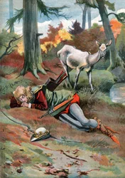 La cerva nel bosco (Illustrazione, ca. 1910)