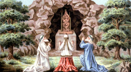 I druidi gallici adorano la Vergine Maria, c.1870-1880 (cromolitografia)