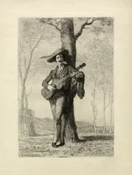 Il chitarrista, Francia, c.1870 (incisione)