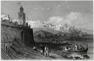 Il pittoresco porto della città fortificata di Tangeri nel XIX secolo, nel libro sul Mediterraneo di Louis Enault, giornalista e viaggiatore francese