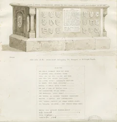 Tomba nella Chiesa di Biddulph - "William Bowyer": disegno a seppia, 1837