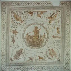 Trionfo di Nettuno e le Quattro Stagioni, Romano, Da La Chebba, IV secolo d.C. (mosaico)