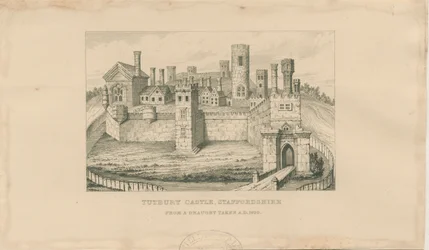 Castello di Tutbury: incisione su acciaio, 1620