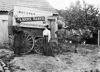 Regno Unito: Un carro del macellaio. Piddletrenthide, c1900