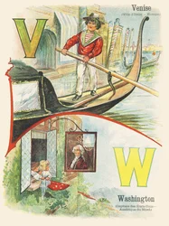 V W : Venezia, Washington - ABC dei due mondi. Emile Guerin, editore, Parigi, circa 1900. Dimensioni: 27,5 x 21,5 cm