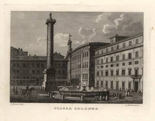 Veduta di Piazza Colonna con la Colonna di Marco Aurelio, Roma