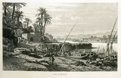 Veduta del porto di Aswan in Egitto - Illustrazione dall