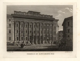 Veduta del Tempio di Antonino e Faustina, Tempio di Antonino Pio, Roma