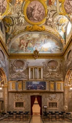 Vista della controfacciata, Chiesa della Nunziatina, Todi, Umbria, Italia