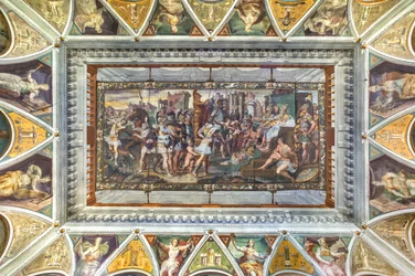 Veduta della volta della Sala di Ulisse, Palazzo della Prefettura, Bergamo, Italia