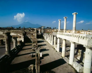 Veduta del foro di Pompei e del Vesuvio