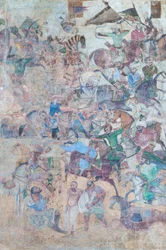 Dipinti murali al portale di Qeysarieh, piazza Naqsh-e Jahan Imam, Esfahan, Iran